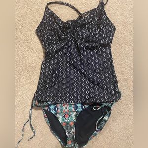 Navy Mixed Pattern Tankini